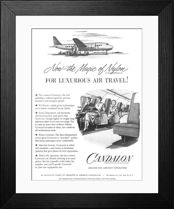 Framed Print : Collins & Aikman CANDALON Aircraft Upholstery Framed Print : Collins & Aikman CANDALON Aircraft Upholstery