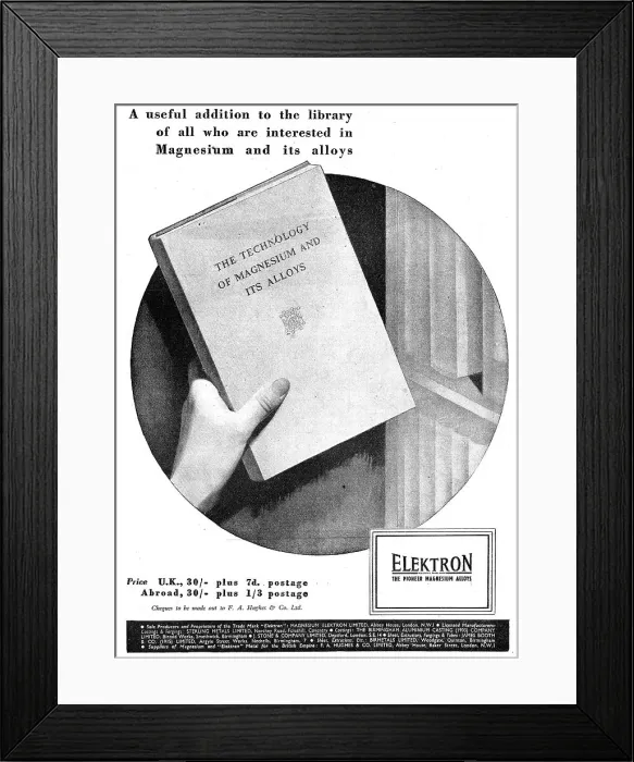Framed Print : F.A.Hughes Elektron - Magnesium-Zirconium - Alloys