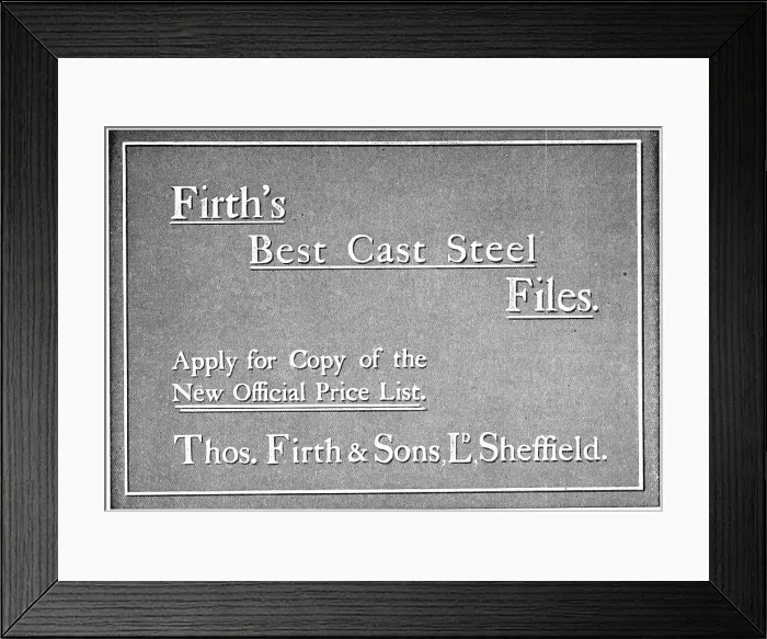 Framed Print : Firths Cast Steel Files 1917 Framed Print : Firths Cast Steel Files 1917