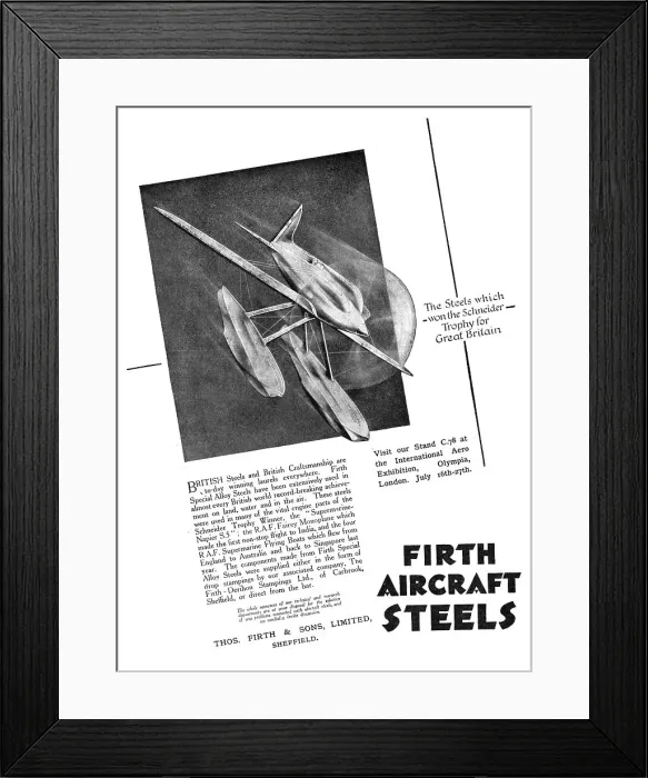 Framed Print : Firth Aircraft Steels 1929 Framed Print : Firth Aircraft Steels 1929