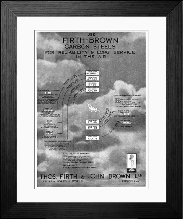 Framed Print : Firth-Brown Carbon Steels For The Aircraft Industry 1935 Framed Print : Firth-Brown Carbon Steels For The Aircraft Industry 1935