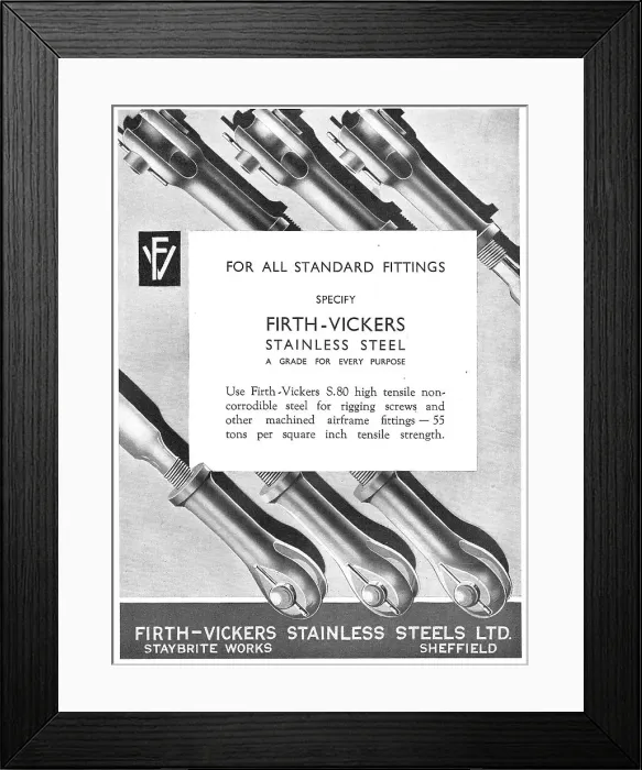 Framed Print : Firth-Vickers Stainless Steels: S80 Framed Print : Firth-Vickers Stainless Steels: S80