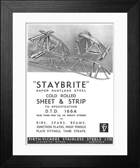Framed Print : Firth-Vickers Stainless Steels: Cold Framed Print : Firth-Vickers Stainless Steels: Cold