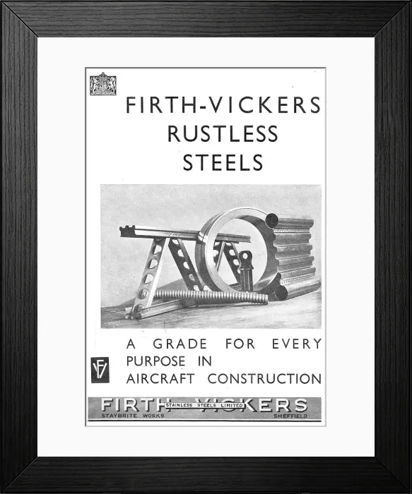 Framed Print : Firth Vickers Rustless Steels Framed Print : Firth Vickers Rustless Steels