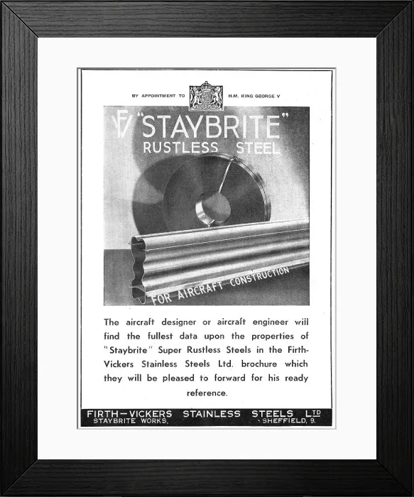 Framed Print : Firth Brown Staybrite Rustless Steel Framed Print : Firth Brown Staybrite Rustless Steel