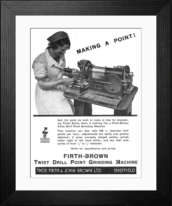 Framed Print : Firth Brown Twist Drill Point Grinding Machines Framed Print : Firth Brown Twist Drill Point Grinding Machines