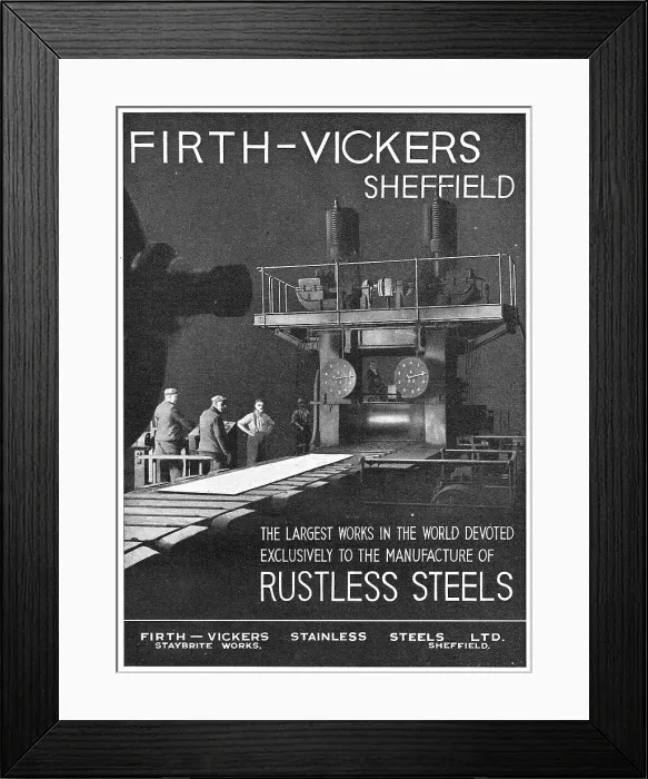 Framed Print : Firth Vickers Rustless Steels Framed Print : Firth Vickers Rustless Steels