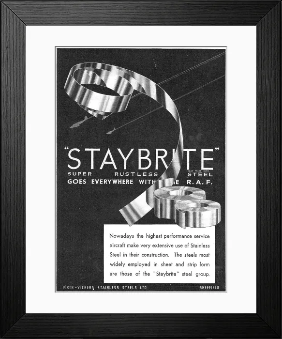 Framed Print : Firth-Vickers Staybrite Rustless Steel Framed Print : Firth-Vickers Staybrite Rustless Steel
