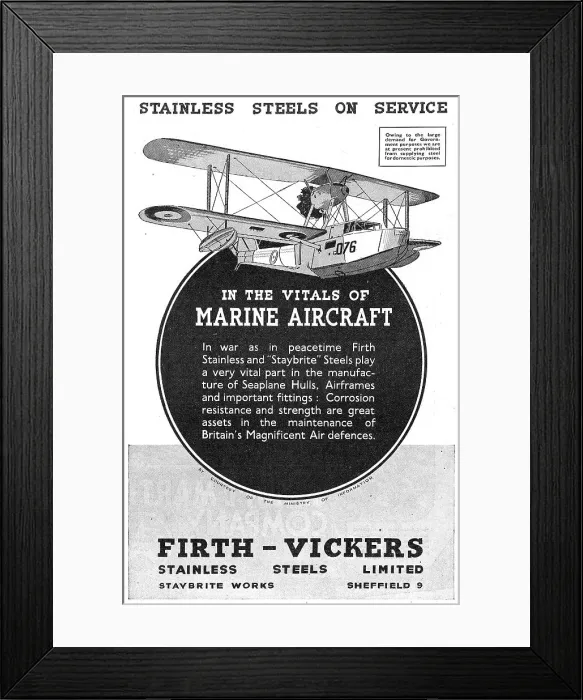 Framed Print : Firth-Vickers Stainless Steels Framed Print : Firth-Vickers Stainless Steels