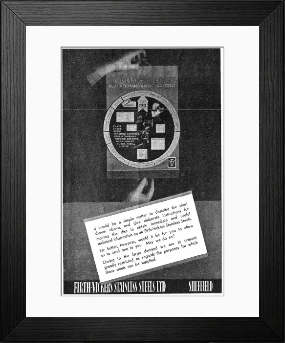 Framed Print : Firth-Vickers Stainless Steels Ltd Framed Print : Firth-Vickers Stainless Steels Ltd