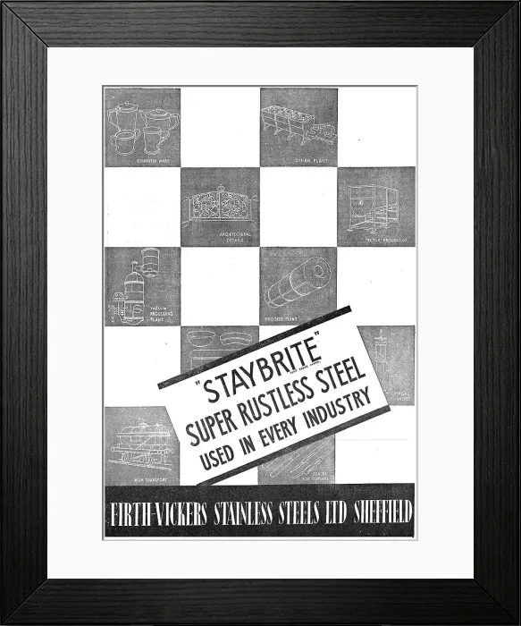 Framed Print : Firth-Vickers Stainless Steels Framed Print : Firth-Vickers Stainless Steels