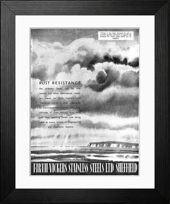 Framed Print : Firth-Vickers Stainless Steels Framed Print : Firth-Vickers Stainless Steels