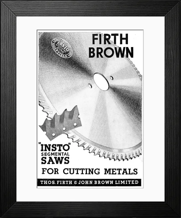 Framed Print : Firth-Brown Insto Sgemental Metal Cutting Saws 1943 Framed Print : Firth-Brown Insto Sgemental Metal Cutting Saws 1943