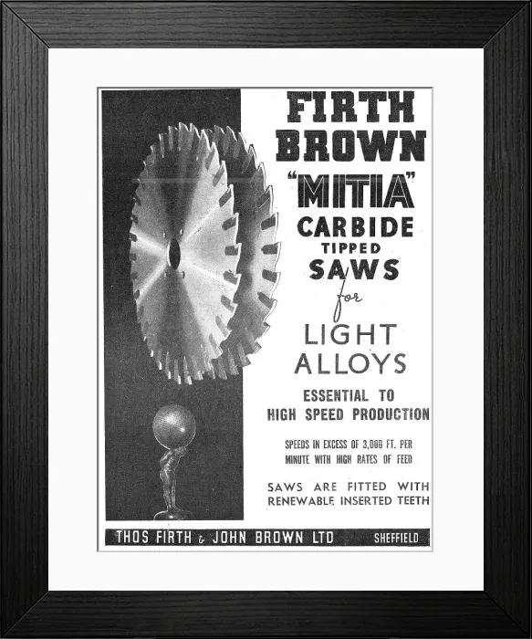 Framed Print : Firth Brown MITIA Carbide Tipped Saws Framed Print : Firth Brown MITIA Carbide Tipped Saws