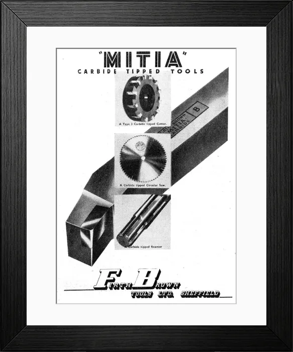 Framed Print : Firth Brown MITIA Carbide Tipped Tools 1949 Framed Print : Firth Brown MITIA Carbide Tipped Tools 1949