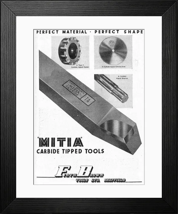 Framed Print : Firth Brown Carbide Tipped Machine Tools 1949 Framed Print : Firth Brown Carbide Tipped Machine Tools 1949