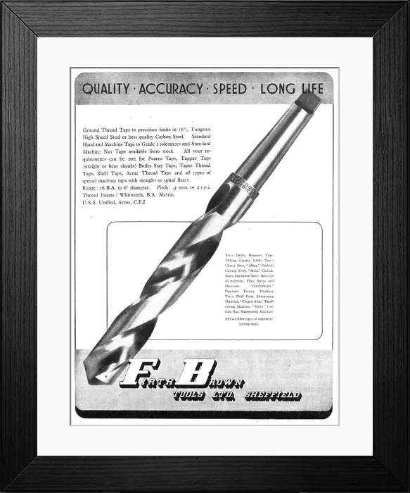 Framed Print : Firth Brown Tools - Ground Thread Taps Framed Print : Firth Brown Tools - Ground Thread Taps