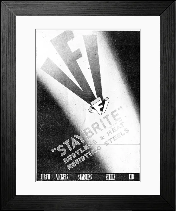 Framed Print : Firth-Vickers Staybrite Stainless Steels 1942 Advert Framed Print : Firth-Vickers Staybrite Stainless Steels 1942 Advert