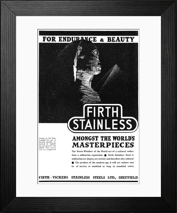 Framed Print : Firth-Vickers Stainless Steels Framed Print : Firth-Vickers Stainless Steels