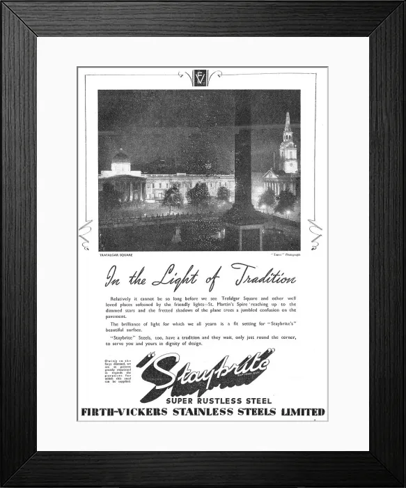 Framed Print : Firth-Vickers Staybrite Stainless Steels Framed Print : Firth-Vickers Staybrite Stainless Steels
