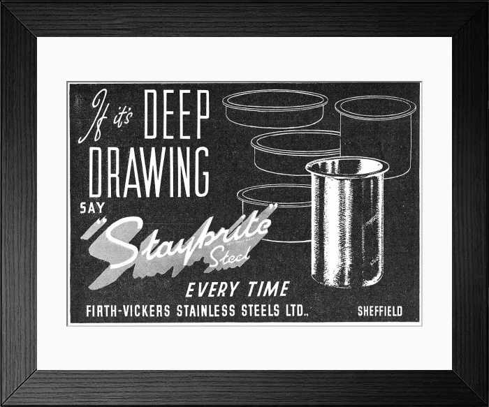 Framed Print : Firth-Vickers Staybrite Stainless Steels Framed Print : Firth-Vickers Staybrite Stainless Steels