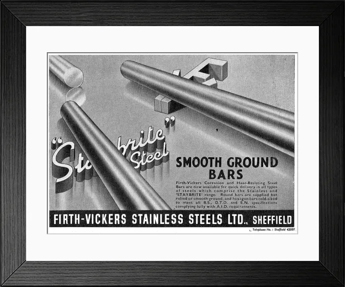 Framed Print : Firth-Vickers Staybrite Stainless Steels Framed Print : Firth-Vickers Staybrite Stainless Steels
