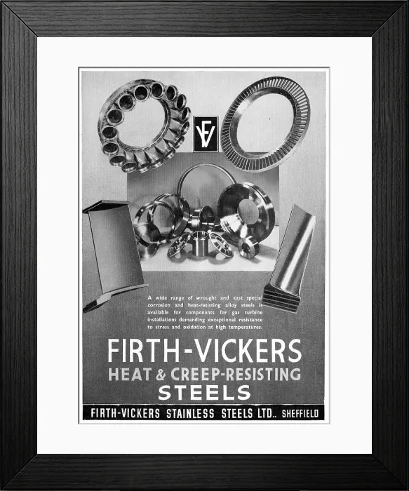 Framed Print : Firth-Vickers Heat-Resisting Alloy Steels Framed Print : Firth-Vickers Heat-Resisting Alloy Steels