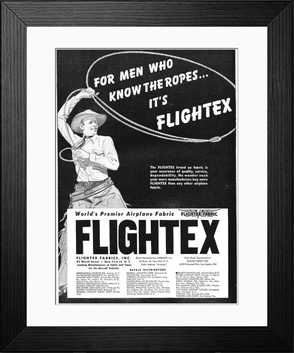 Framed Print : Flightex Aircraft Fabrics 1948 Framed Print : Flightex Aircraft Fabrics 1948