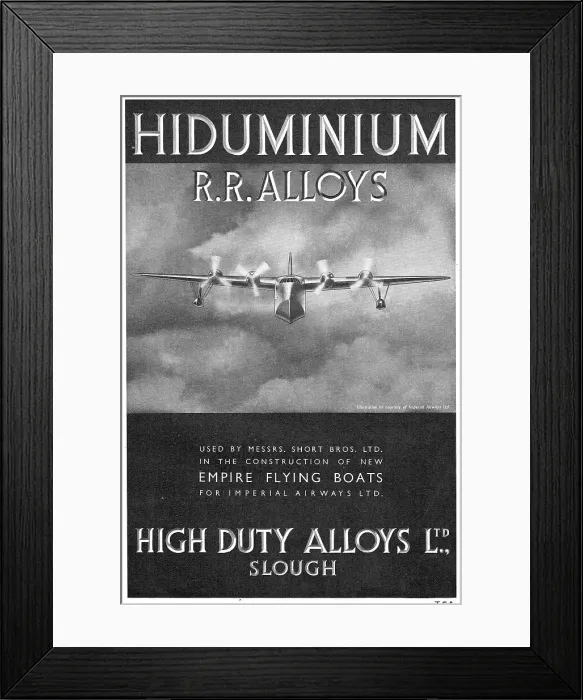 Framed Print : High Duty Alloys - HDA Hiduminium RR Alloys - Short Bros Framed Print : High Duty Alloys - HDA Hiduminium RR Alloys - Short Bros