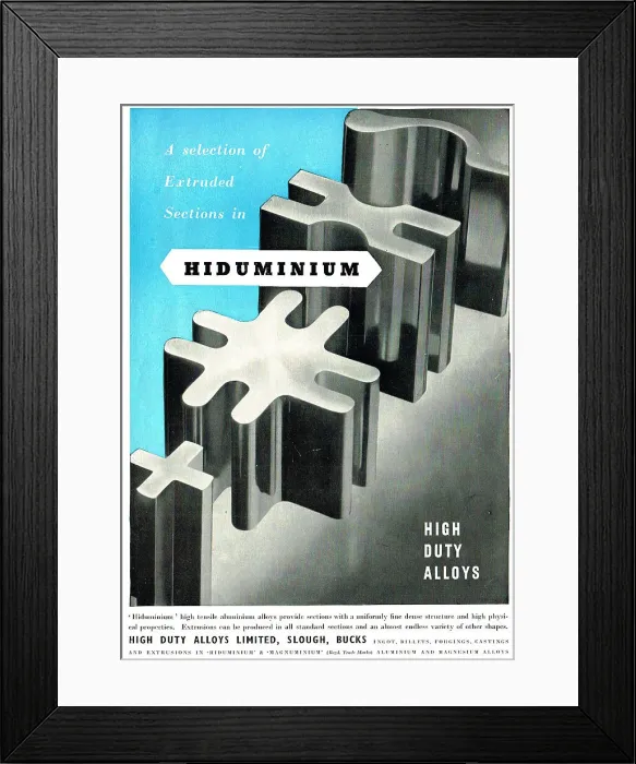 Framed Print : High Duty Alloys. HDA Hiduminium Extruded Sections Framed Print : High Duty Alloys. HDA Hiduminium Extruded Sections