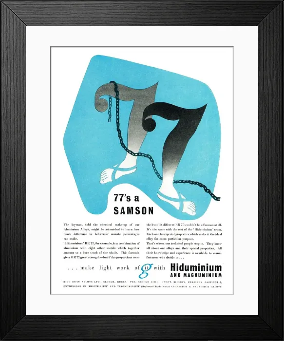 Framed Print : High Duty Alloys. HDA Hiduminium RR 77 Framed Print : High Duty Alloys. HDA Hiduminium RR 77