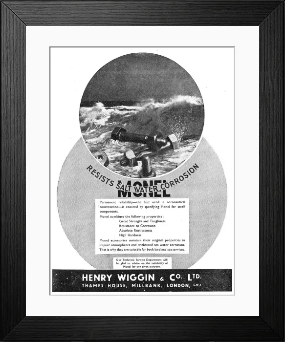 Framed Print : Henry Wiggin Nimonic Alloys - MONEL Framed Print : Henry Wiggin Nimonic Alloys - MONEL