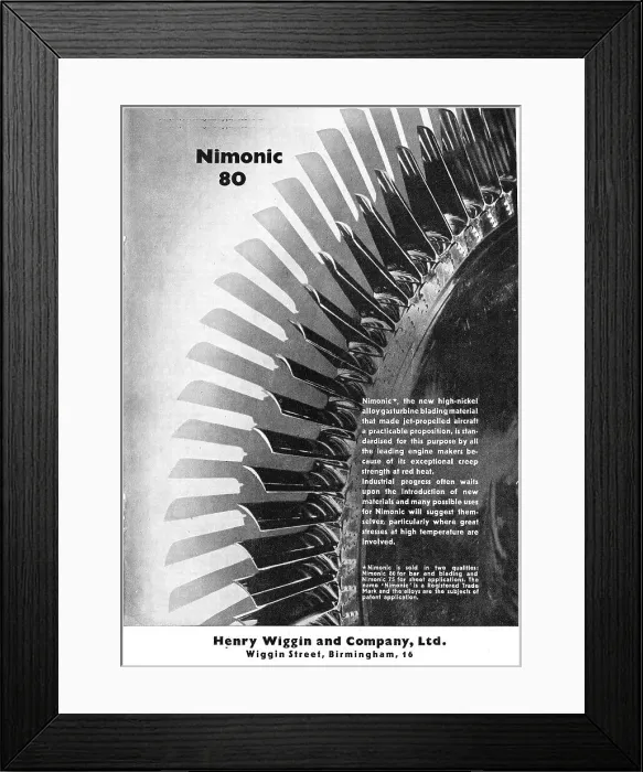 Framed Print : Henry Wiggin Nimonic 80 Alloys Framed Print : Henry Wiggin Nimonic 80 Alloys