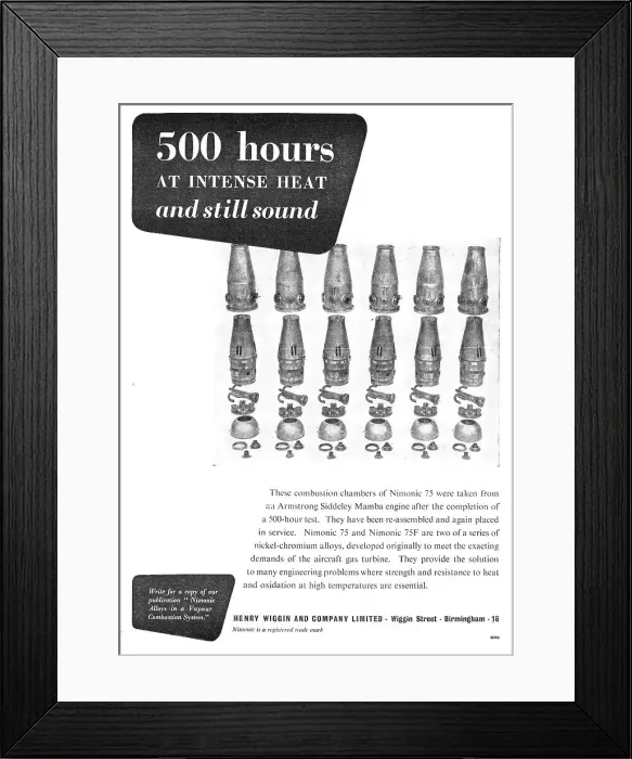 Framed Print : Henry Wiggin Nimonic Alloys. Nimonic 75 Framed Print : Henry Wiggin Nimonic Alloys. Nimonic 75