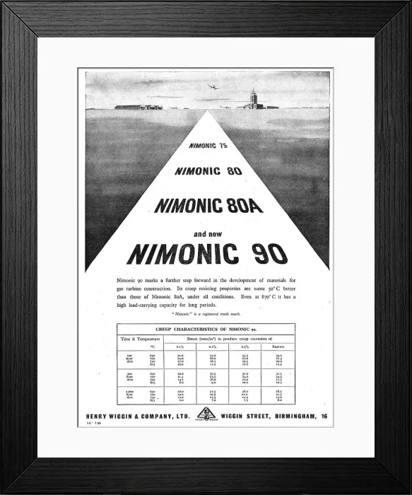 Framed Print : Henry Wiggin Nimonic Alloys Framed Print : Henry Wiggin Nimonic Alloys