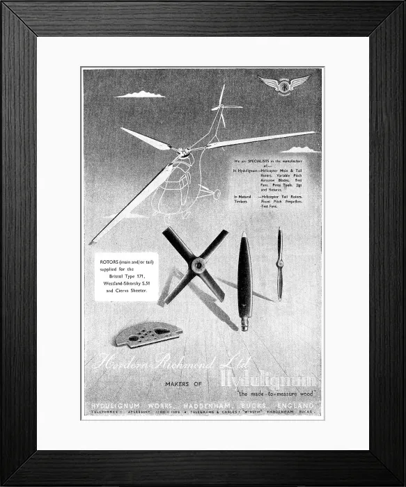 Framed Print : Hordern-Richmond Hydulignum Propellers & Rotor Blades 1949 Framed Print : Hordern-Richmond Hydulignum Propellers & Rotor Blades 1949