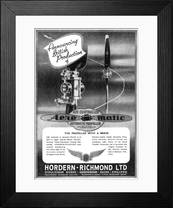 Framed Print : Hordern Richmond Hydulignum - Aeromatic Propeller 1949 Framed Print : Hordern Richmond Hydulignum - Aeromatic Propeller 1949