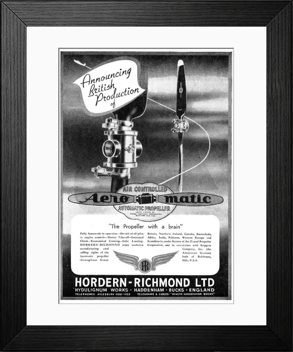 Framed Print : Hordern Richmond Hydulignum - Aeromatic Propeller Framed Print : Hordern Richmond Hydulignum - Aeromatic Propeller