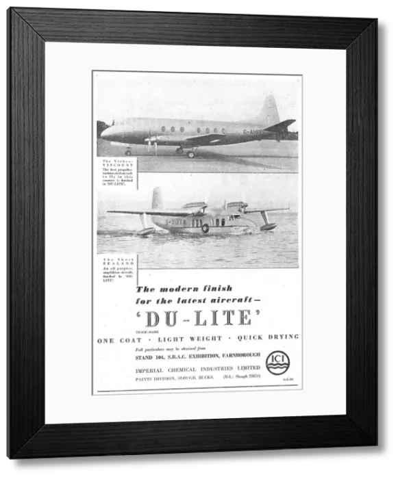 Framed Print : ICI DU-LITE Aircraft Finishes Framed Print : ICI DU-LITE Aircraft Finishes