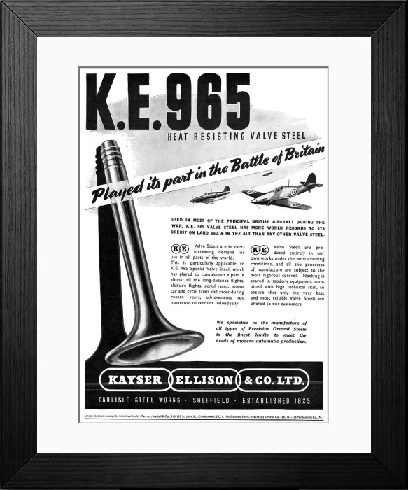 Framed Print : Kayser Ellison KE 965 Heat Resisting Valve Steel Framed Print : Kayser Ellison KE 965 Heat Resisting Valve Steel
