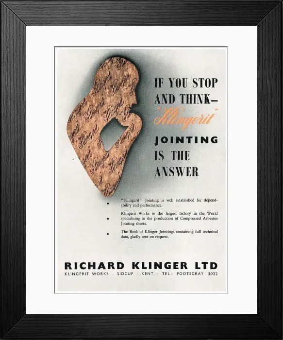 Framed Print : Klingerit Asbestos Jointing