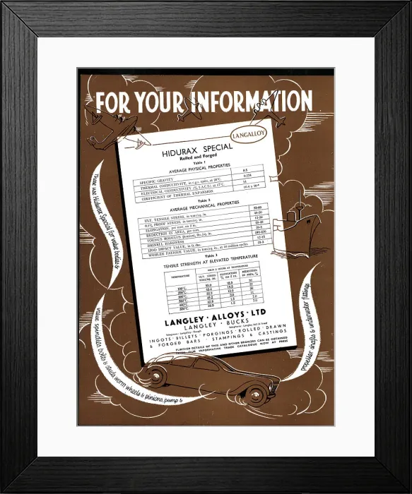 Framed Print : Langley Alloys - Aluminium Bronzes - Hidurax Stampings Framed Print : Langley Alloys - Aluminium Bronzes - Hidurax Stampings