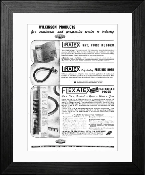 Framed Print : Wilkinson Rubber Linatex. Flexatex Synthetic Rubber Hose Framed Print : Wilkinson Rubber Linatex. Flexatex Synthetic Rubber Hose