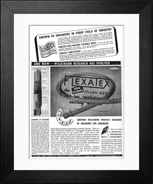 Framed Print : Wilkinson Rubber Linatex - Flexatex Framed Print : Wilkinson Rubber Linatex - Flexatex