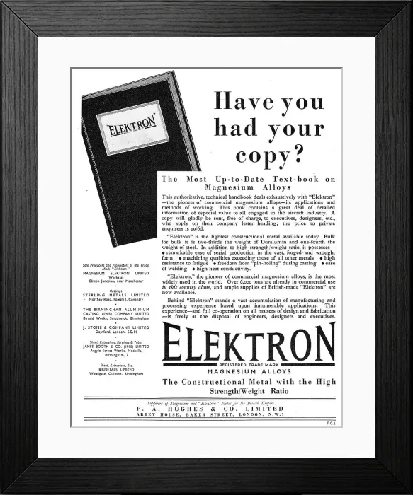 Framed Print : Magnesium Elektron - Elektron Magnesium Alloys Framed Print : Magnesium Elektron - Elektron Magnesium Alloys
