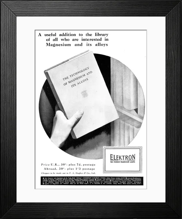 Framed Print : Magnesium Elektron - Sterling Metals James Booth F.A.Hughes Framed Print : Magnesium Elektron - Sterling Metals James Booth F.A.Hughes