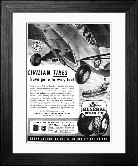 Framed Print : General Tire & Rubber - Aircraft Tyres. 1942 Framed Print : General Tire & Rubber - Aircraft Tyres. 1942
