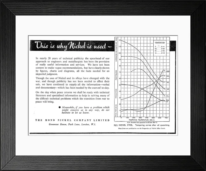Framed Print : Mond Nickel Alloys 1944 Framed Print : Mond Nickel Alloys 1944