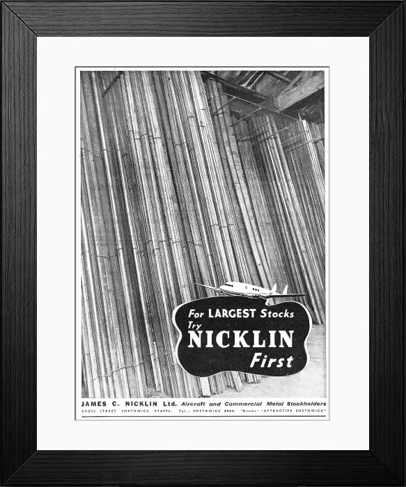 Framed Print : James Nicklin Ltd. Smethwick. Aeroplane Steel Sheets Framed Print : James Nicklin Ltd. Smethwick. Aeroplane Steel Sheets