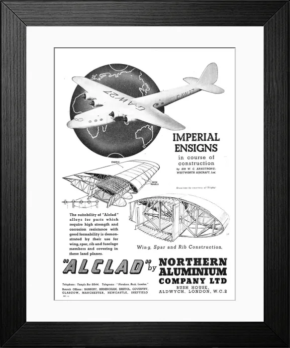 Framed Print : Northern Aluminium Noral Alclad 1937 Framed Print : Northern Aluminium Noral Alclad 1937